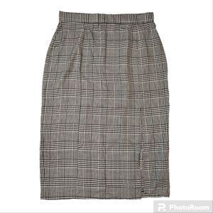 Vtg Diana Marco Skirt XL 16/18 Black White Houndstooth Plaid 37" High Waist USA